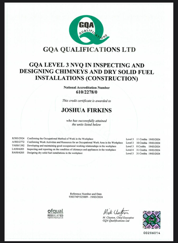 L£ NVQ in Chimney Inspections and Chimney Design