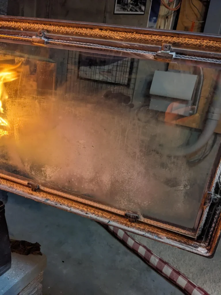 cloudy stove glass
